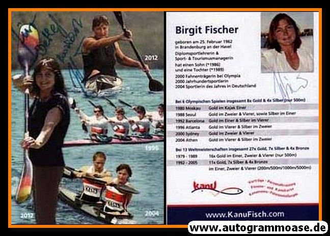 Autogramm Kanu | Birgit FISCHER | 2010er (Collage Color KanuFisch) OS-Gold