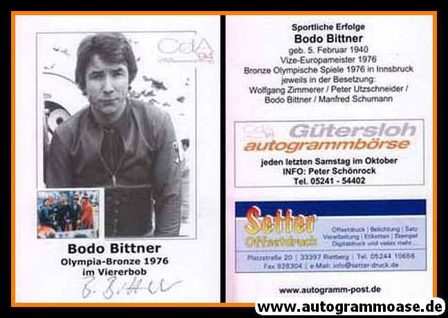 Autogramm Bob | Bodo BITTNER | 1976 Retro (Portrait SW) OS-Bronze