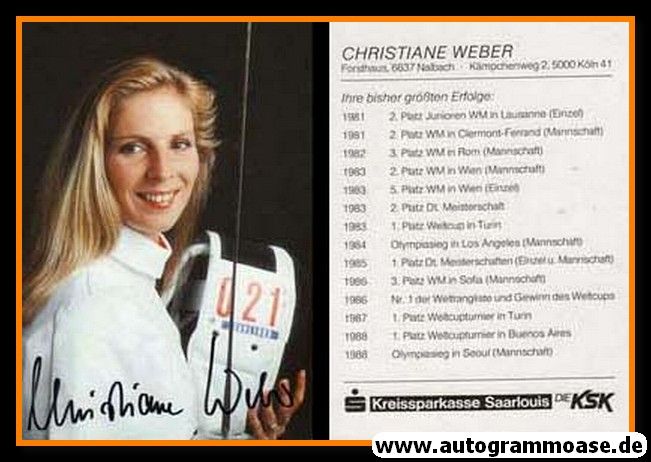 Autogramm Fechten | Christiane WEBER | 1988 (KSK)