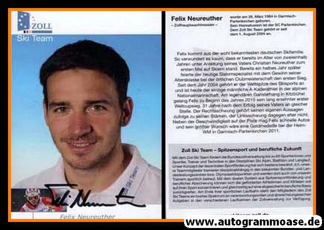 Autogramm Ski Alpin | Felix NEUREUTHER | 2010 (Portrait Color) Zoll