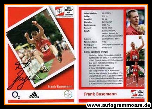 Autogramm Zehnkampf | Frank BUSEMANN | 2000 (Portrait Bayer 04 2) OS-Silber