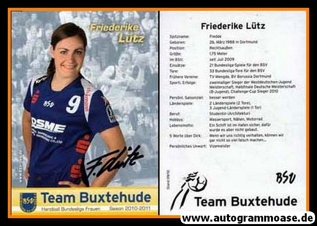 Autogramm Handball (D) | BSV Buxtehude | 2010 | Friederike LUTZ