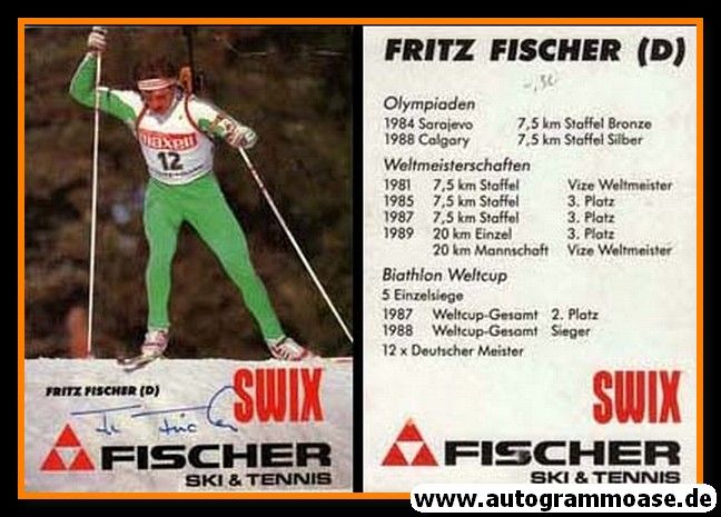 Autogramm Biathlon | Fritz FISCHER | 1989 (Rennszene Fischer SWIX) OS-Gold