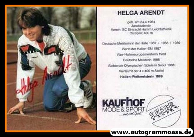 Autogramm Mittelstrecke | Helga ARENDT | 1980er (Kaufhof)