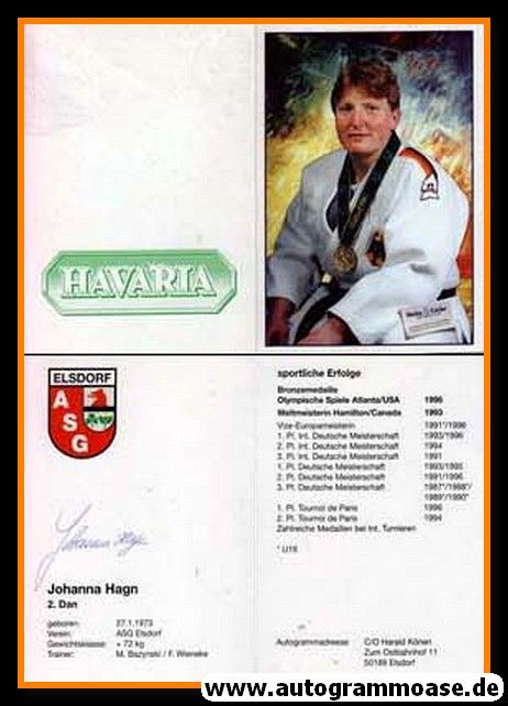 Autogramm Judo | Johanna HAGN | 1996 (Portrait Color) OS-Bronze