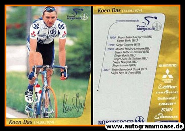 Autogramm Radsport | Koen DAS | 2001 (Nürnberger)