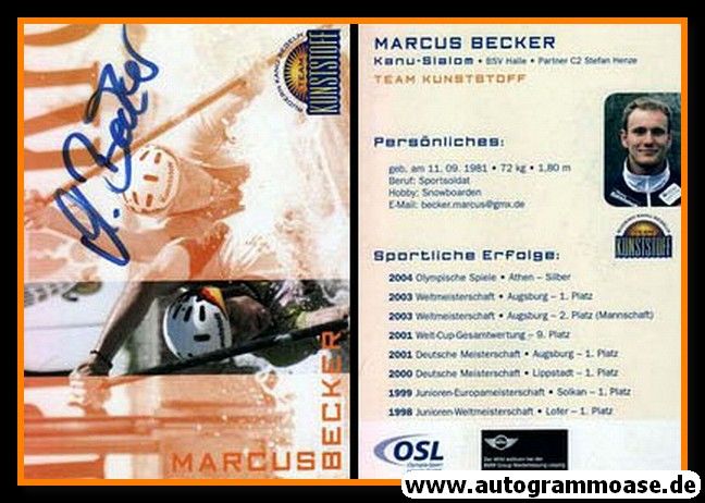 Autogramm Kanu | Marcus BECKER | 2004 (Team Kunststoff)