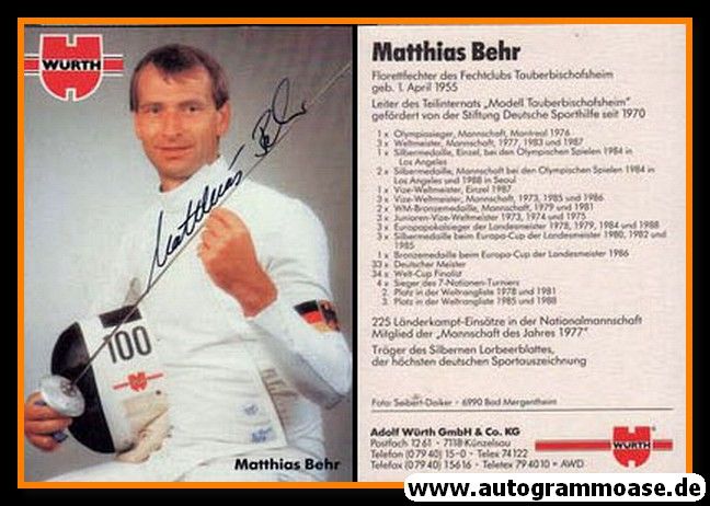 Autogramm Fechten | Matthias BEHR | 1980er (Würth)