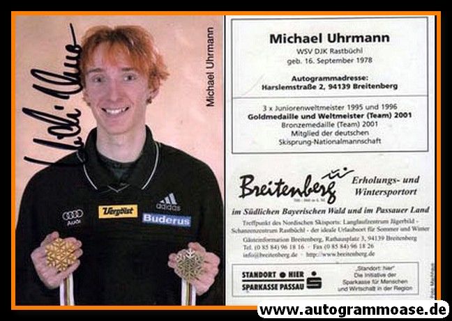 Autogramm Skispringen | Michael UHRMANN | 2001 (Portrait Color Weltmeister) OS-Gold