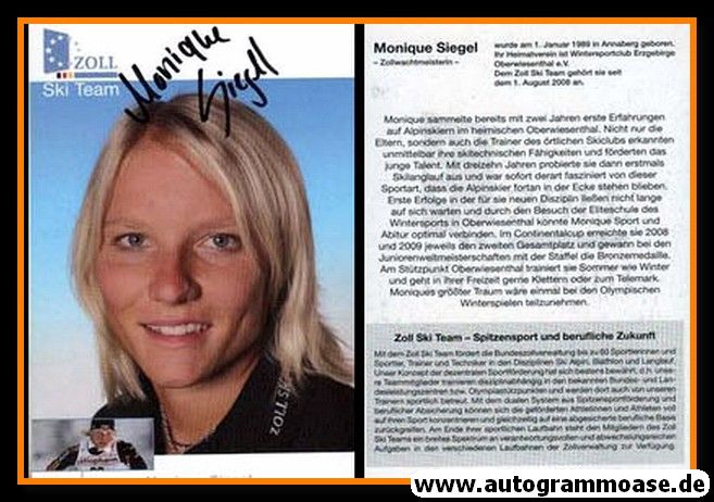 Autogramm Ski Alpin | Monique SIEGEL | 2010 (Zoll)