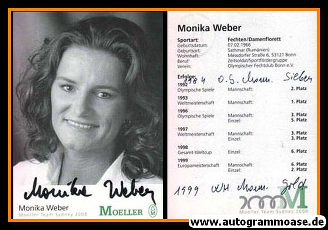 Autogramm Fechten | Monika WEBER | 2000 (Portrait SW Moeller) OS-Silber
