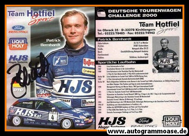 Autogramm Tourenwagen | Patrick BERNHARDT | 2000 (Team Hotfiel)