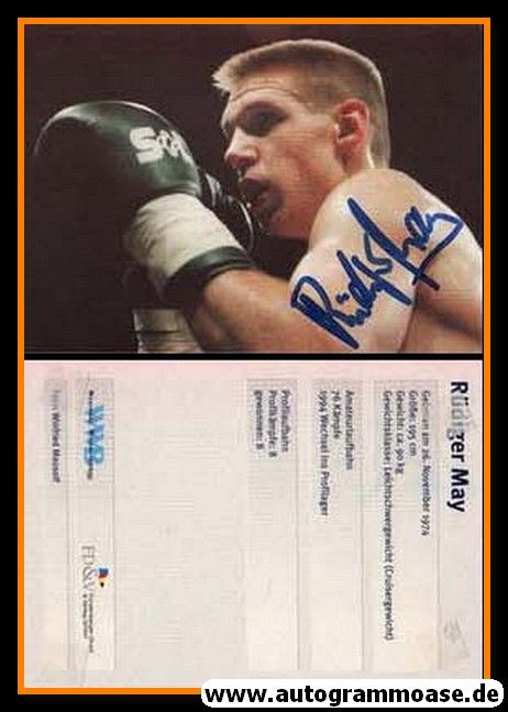 Autogramm Boxen | Rüdiger MAY | 1990er (Kampfszene Color)