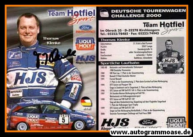 Autogramm Tourenwagen | Thomas KLENKE | 2000 (Team Hotfiel)