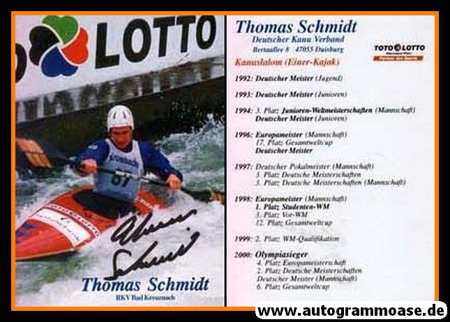 Autogramm Kanu | Thomas SCHMIDT | 2000 (Toto Lotto)