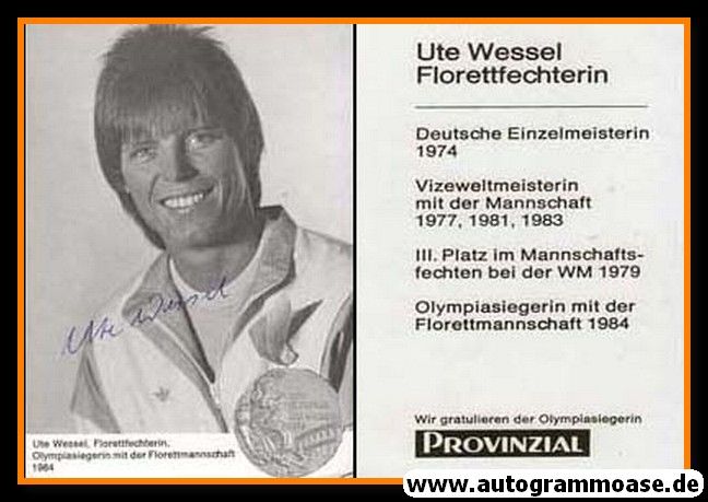 Autogramm Fechten | Ute WESSEL | 1984 (Portrait SW) OS-Gold