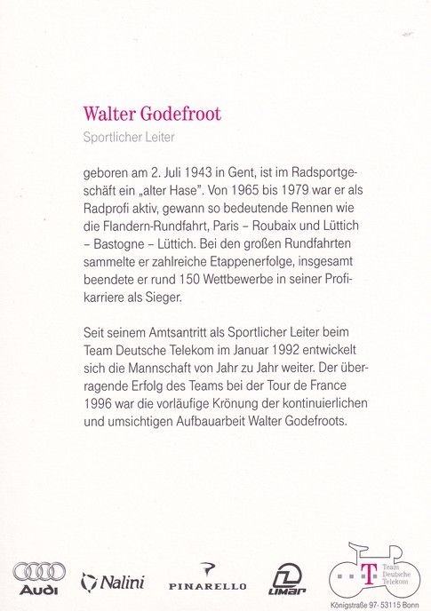 Autogramm Radsport | Walter GODEFROOT | 1997 (Portrait Color) Telekom