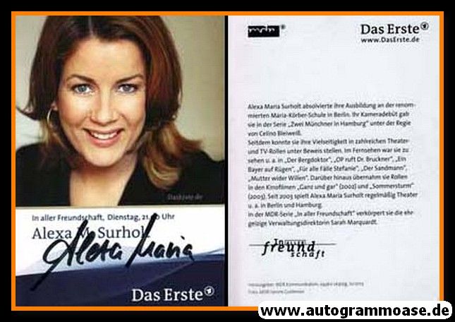 Autogramm TV | ARD | Alexa Maria SURHOLT | 2010er "In Aller Freundschaft"