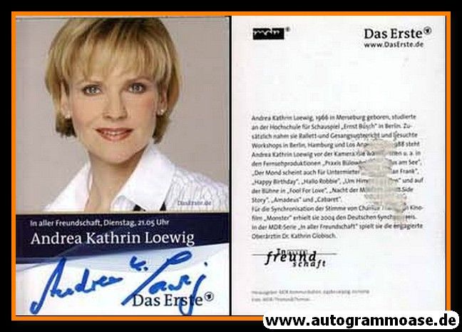 Autogramm TV | ARD | Andrea Kathrin LOEWIG | 2011 "In Aller Freundschaft" (Thomas)