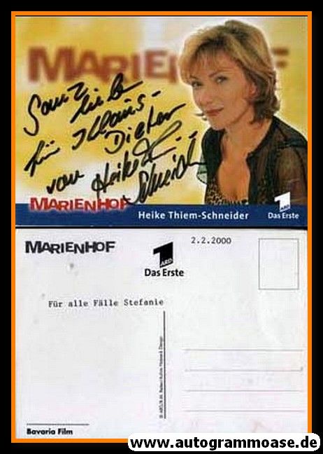 Autogramm TV | ARD | Heike THIEM-SCHNEIDER | 2000 "Marienhof" (Portrait Color Reiter)