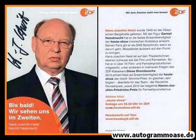 Autogramm TV | ZDF | Hans-Joachim HEIST | 2010er "Heute-Show" (Portrait Color) Weber