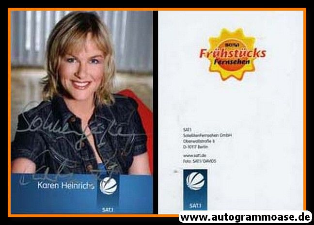 Autogramm TV | SAT1 | Karen HEINRICHS | 2010er "Frühstücksfernsehen" (Davids)