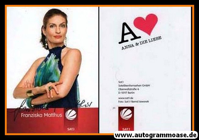 Autogramm TV | SAT1 | Franziska MATTHUS | 2000er "Anna Und Die Liebe"