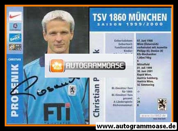 Autogramm Fussball | TSV 1860 München | 1999 | Christian PROSENIK