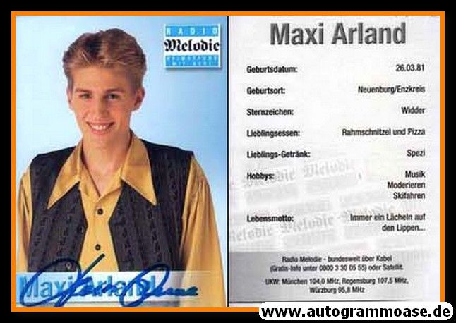 Autogramm Radio | Melodie | Maxi ARLAND | 2000er (Portrait Color)