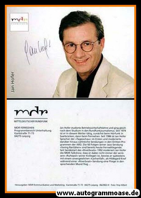 Autogramm TV | MDR | Jan HOFER | 1990er (Portrait Color)