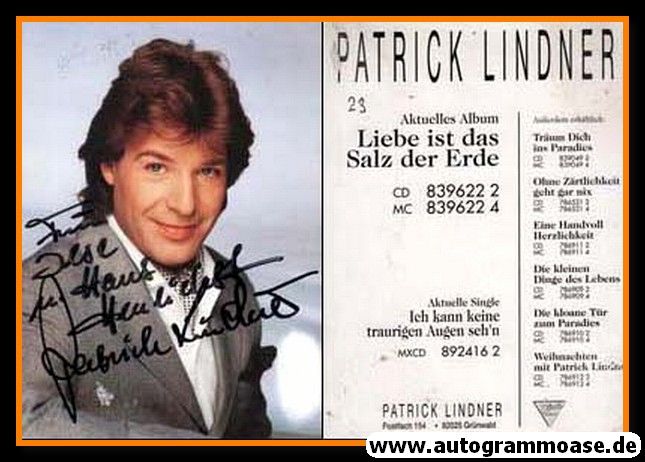 Autogramm Volksmusik | Patrick LINDNER | 1994 "Liebe Ist Das Salz Der Erde" (Portrait Color Luna)
