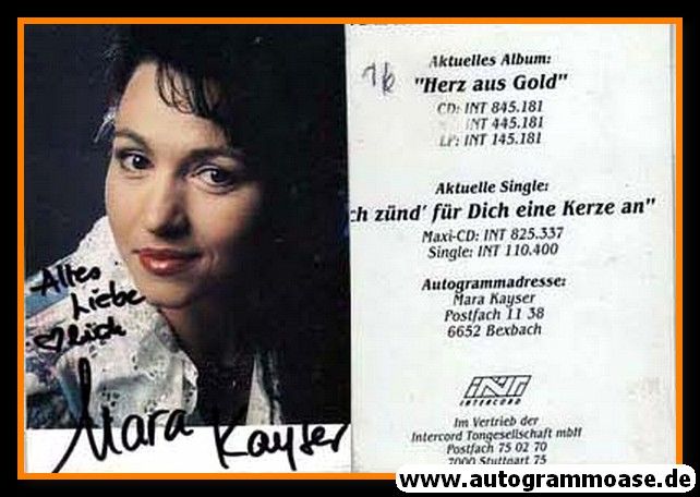 Autogramm Schlager | Mara KAYSER | 1992 "Herz Aus Gold" (Intercord)