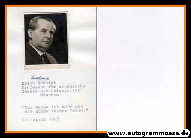 Autograph Wissenschaft | Erich SCHMIDT (Chemiker)
