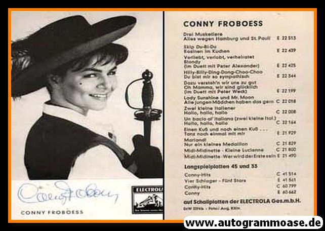 Autogramm Schlager | Cornelia FROBOESS | 1963 "Die Drei Musketiere" (Electrola)