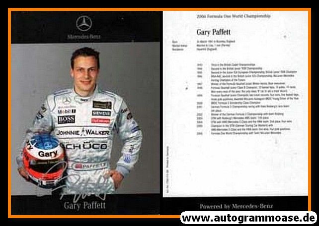 Autogramm Formel 1 | Gary PAFFETT | 2006 Druck (Mercedes)