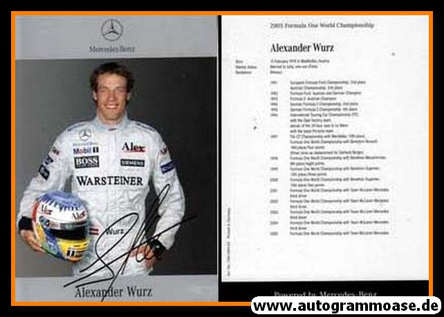 Autogramm Formel 1 | Alexander WURZ | 2005 Druck (Mercedes)