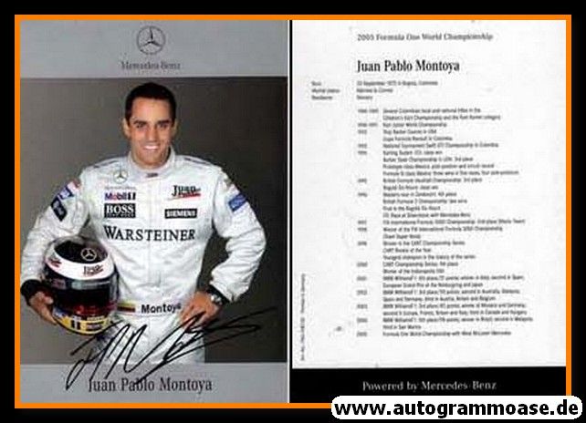 Autogramm Formel 1 | Juan-Pablo MONTOYA | 2005 Druck (Mercedes)