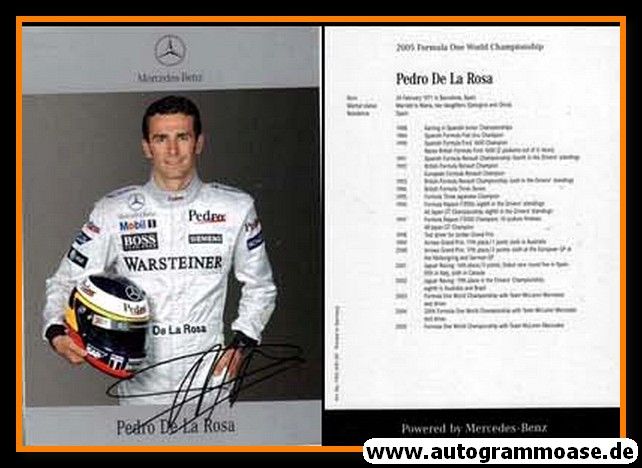 Autogramm Formel 1 | Pedro DE LA ROSA | 2005 Druck (Mercedes)