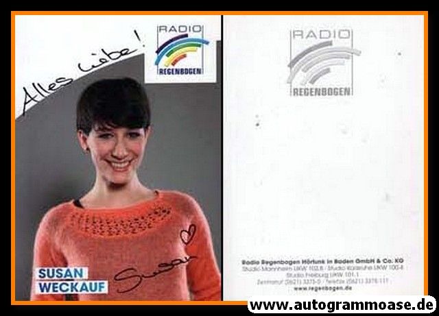 Autogramm Radio | Regenbogen | Susan WECKAUF | 2010er (Portrait Color)