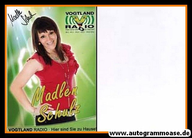 Autogramm Radio | Vogtland | Madlen SCHULZ | 2010er Foto (Portrait grün)