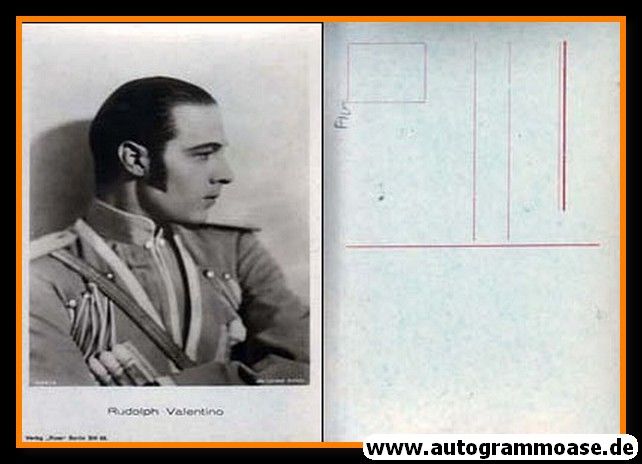 Filmpostkarte | Rudolph VALENTINO | 1920er AK (Portrait SW) Ross 1168-2