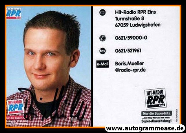 Autogramm Radio | RPR1. | Boris MÜLLER | 2000er (Portrait blau)