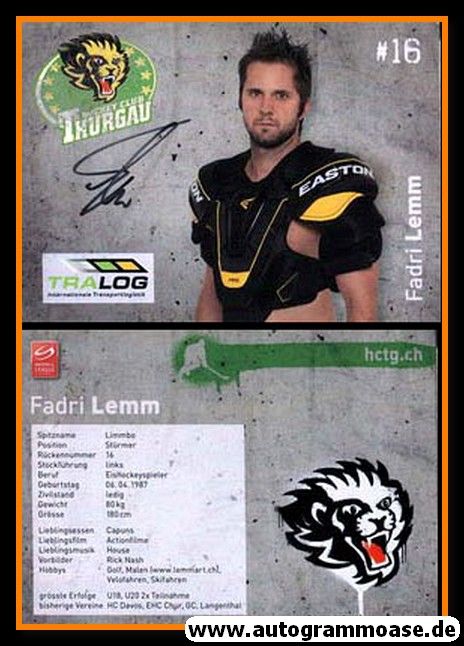 Autogramm Eishockey | Hockey Thurgau | 2014 | Fadri LEMM