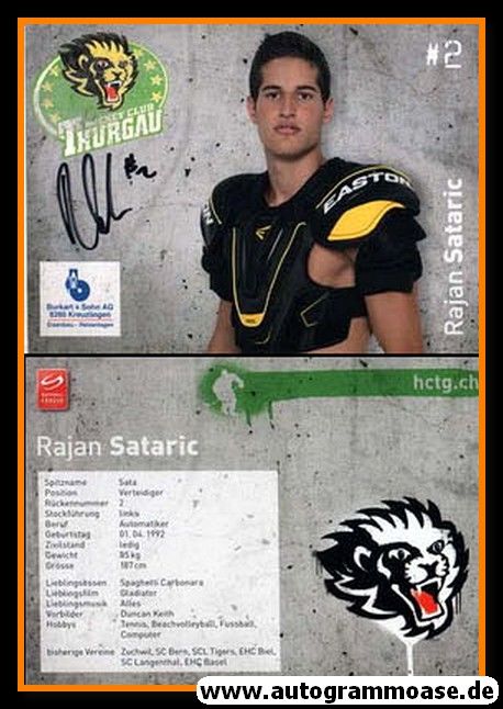 Autogramm Eishockey | Hockey Thurgau | 2014 | Rajan SATARIC