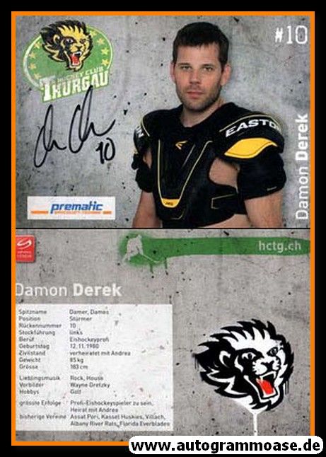 Autogramm Eishockey | Hockey Thurgau | 2014 | Damon DEREK