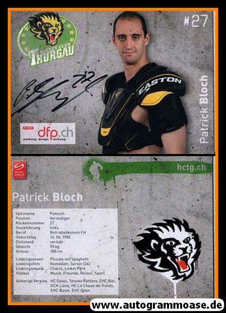 Autogramm Eishockey | Hockey Thurgau | 2014 | Patrick BLOCH