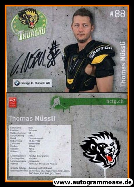 Autogramm Eishockey | Hockey Thurgau | 2014 | Thomas NÜSSLI