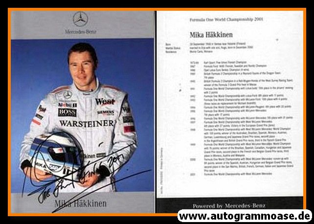 Autogramm Formel 1 | Mika HÄKKINEN | 2001 Druck (Mercedes)