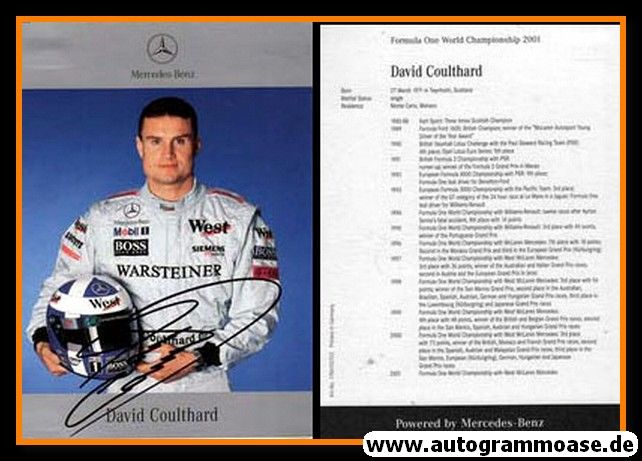 Autogramm Formel 1 | David COULTHARD | 2001 Druck (Mercedes)