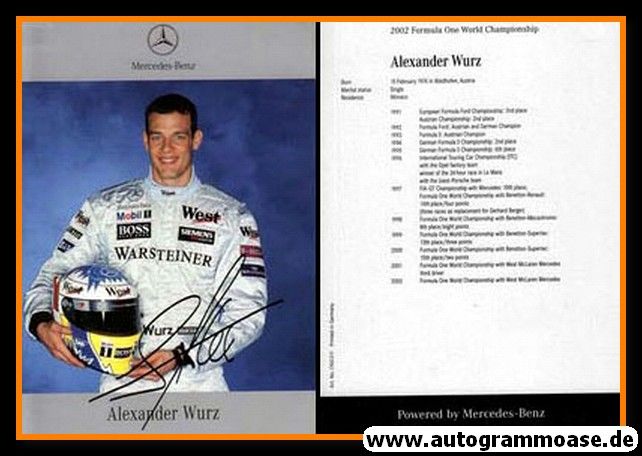 Autogramm Formel 1 | Alexander WURZ | 2002 Druck (Mercedes)